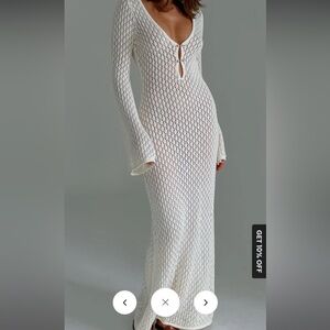 Cover Up Long Sleeve Open Back Long Dress